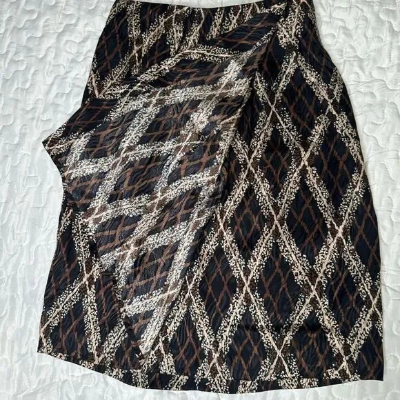 Vintage 90s Jacqueline Ferrar 100% Silk Skirt Abstract Print Petite Size 2 Lined - Picture 8 of 14